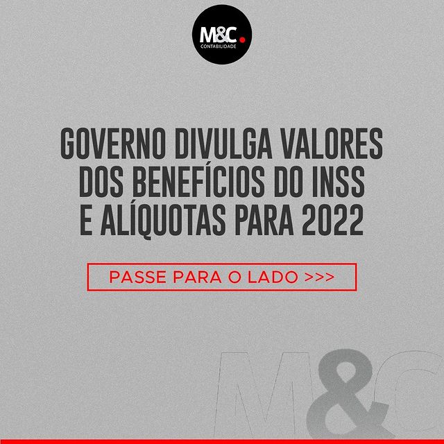 Governo divulga valores dos benefícios do INSS e alíquotas para 2022