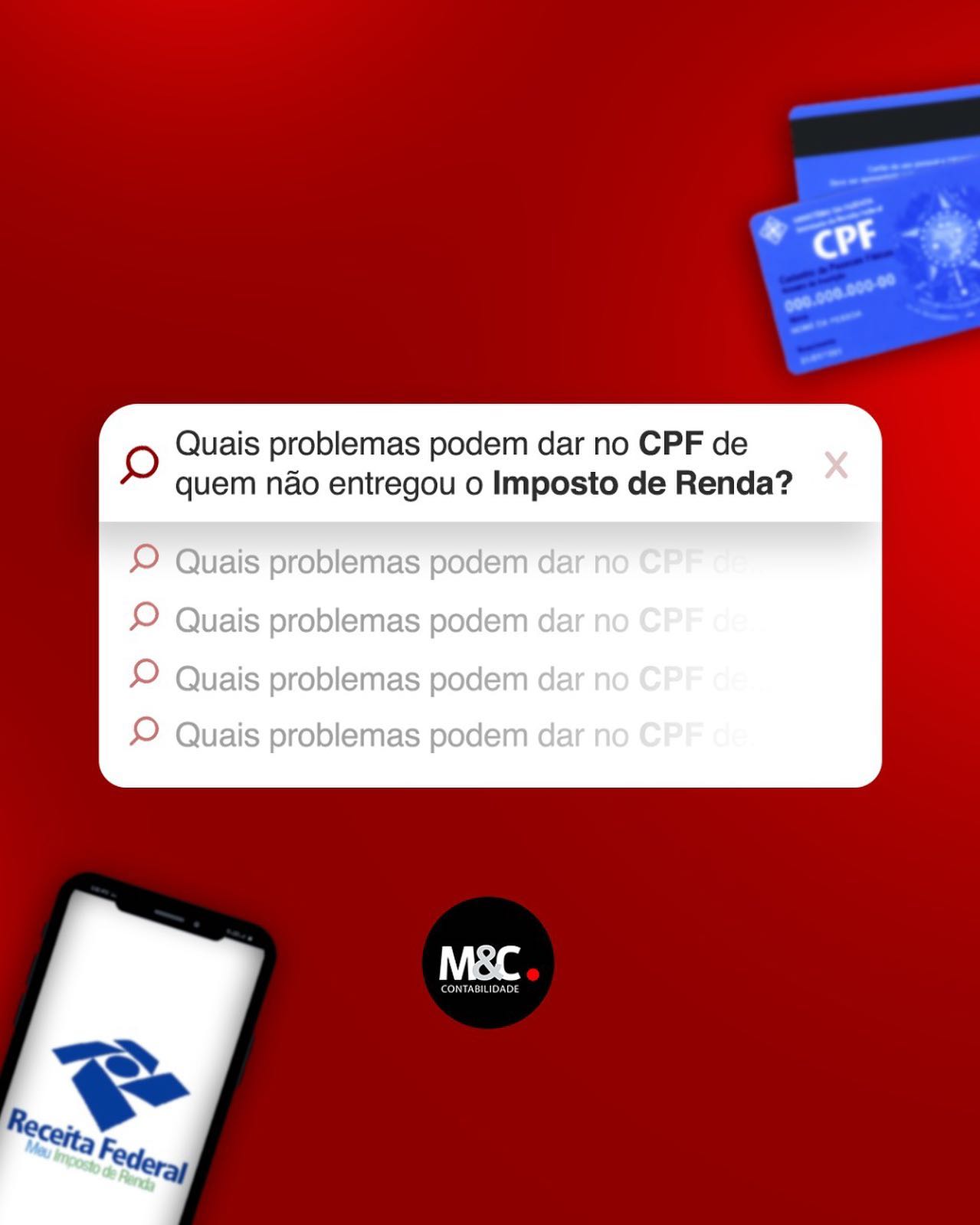 Quais problemas podem dar no CPF de quem não entregou o Imposto de Renda?